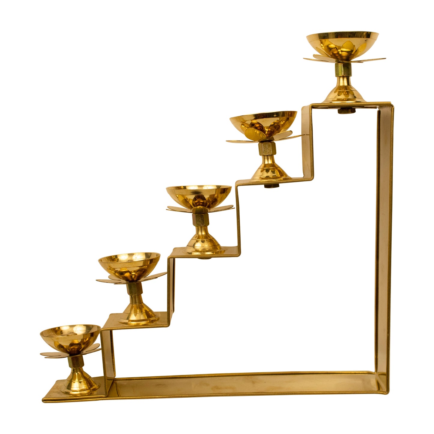 Brass Five Step Diya (Pital Panch Sidhi Deepak)