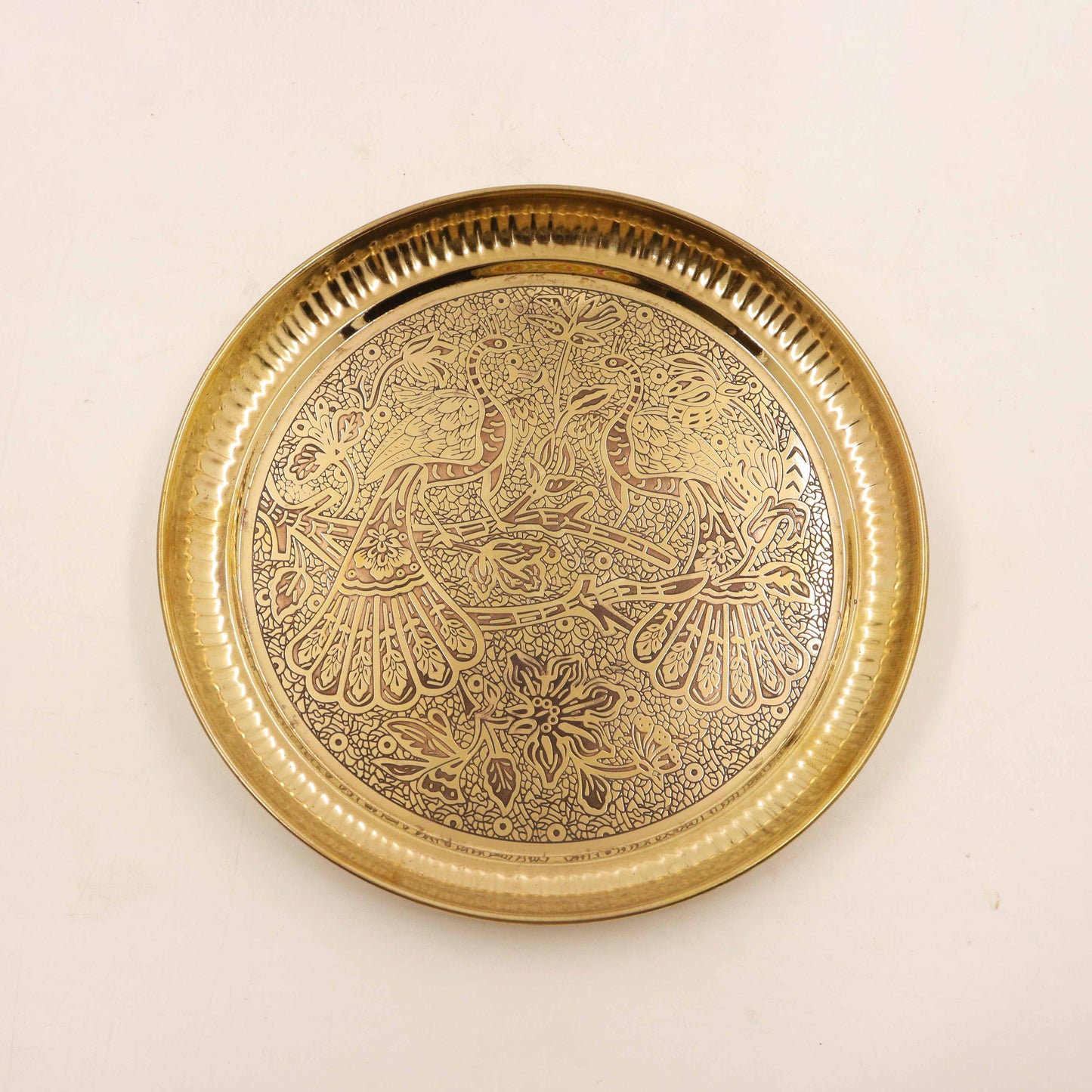 Brass Peacock Itching Thali Size-10 (Pital Mor Nakashi Thali)