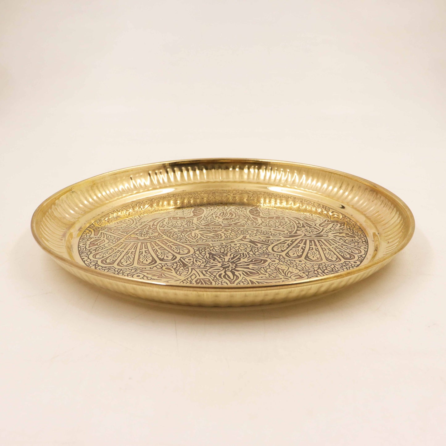 Brass Peacock Itching Thali Size-10 (Pital Mor Nakashi Thali)