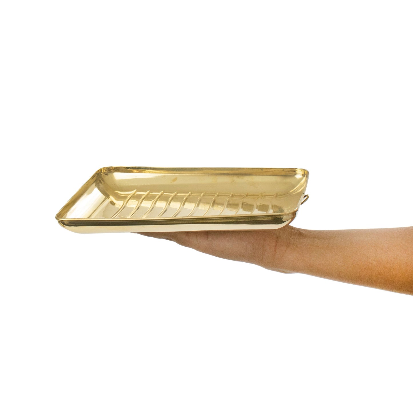 Brass Rectangle Lines Plate (Pital Ayat Design Thali)