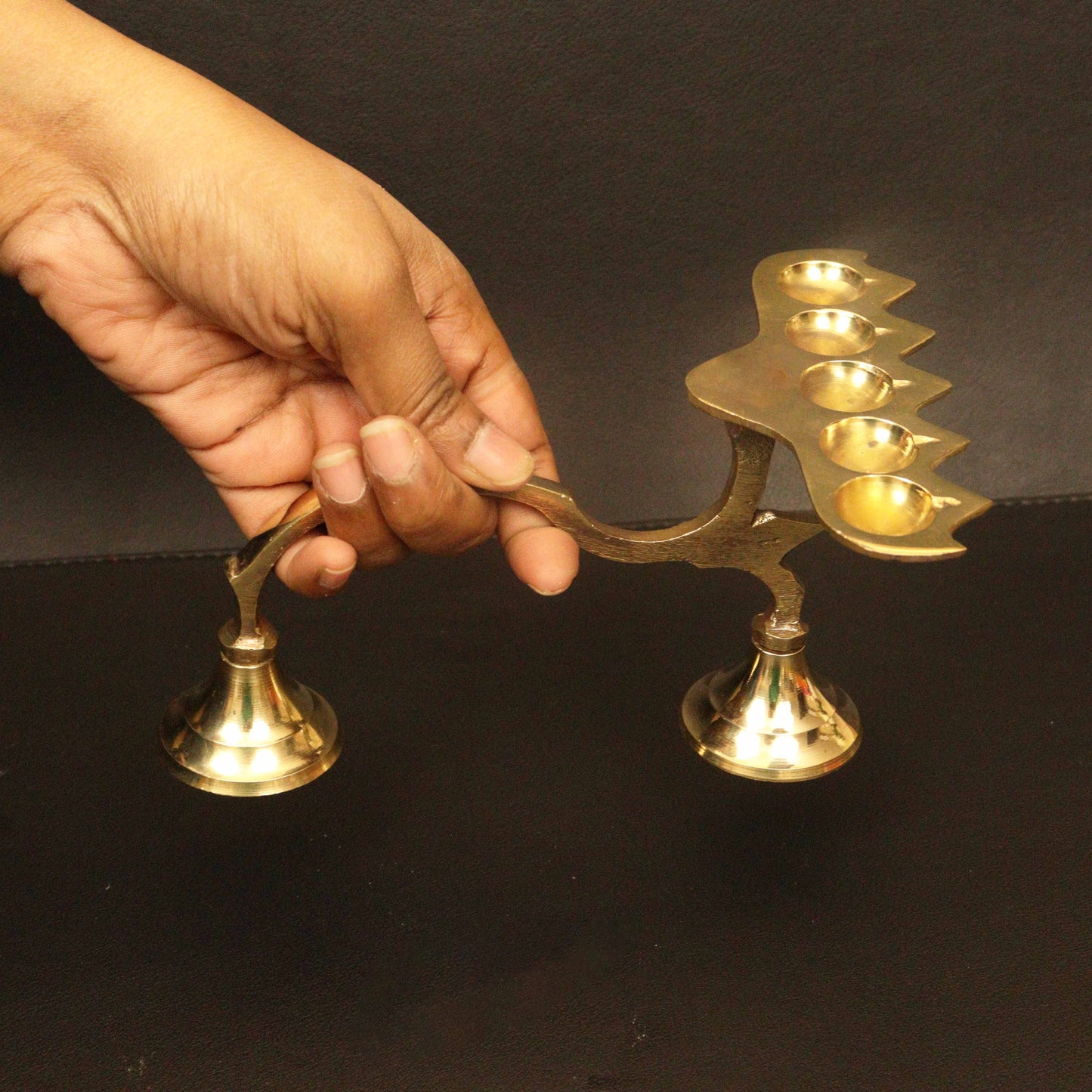 Brass Karpoor Aarti Five Face Diya (0.260gm) (Pital Kapoor Panch Mukh Deepak)
