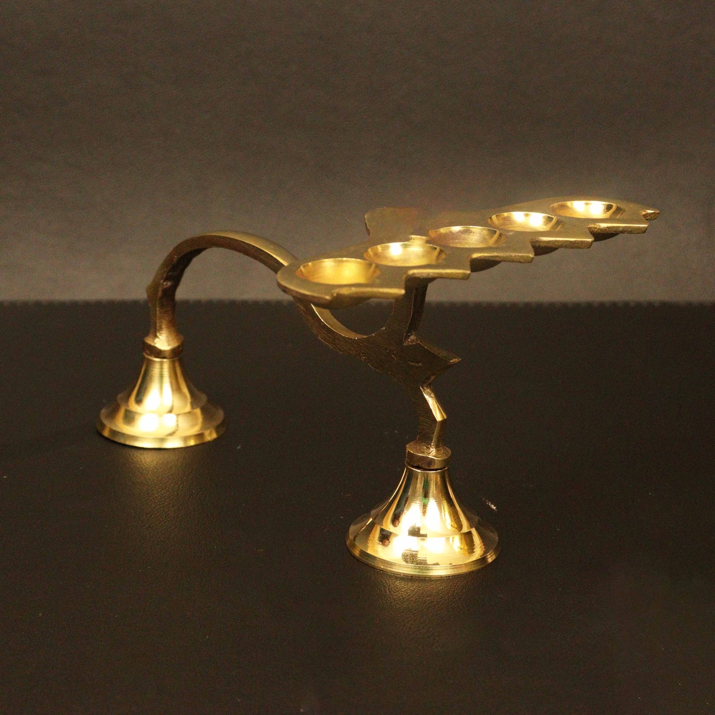 Brass Karpoor Aarti Five Face Diya (0.260gm) (Pital Kapoor Panch Mukh Deepak)