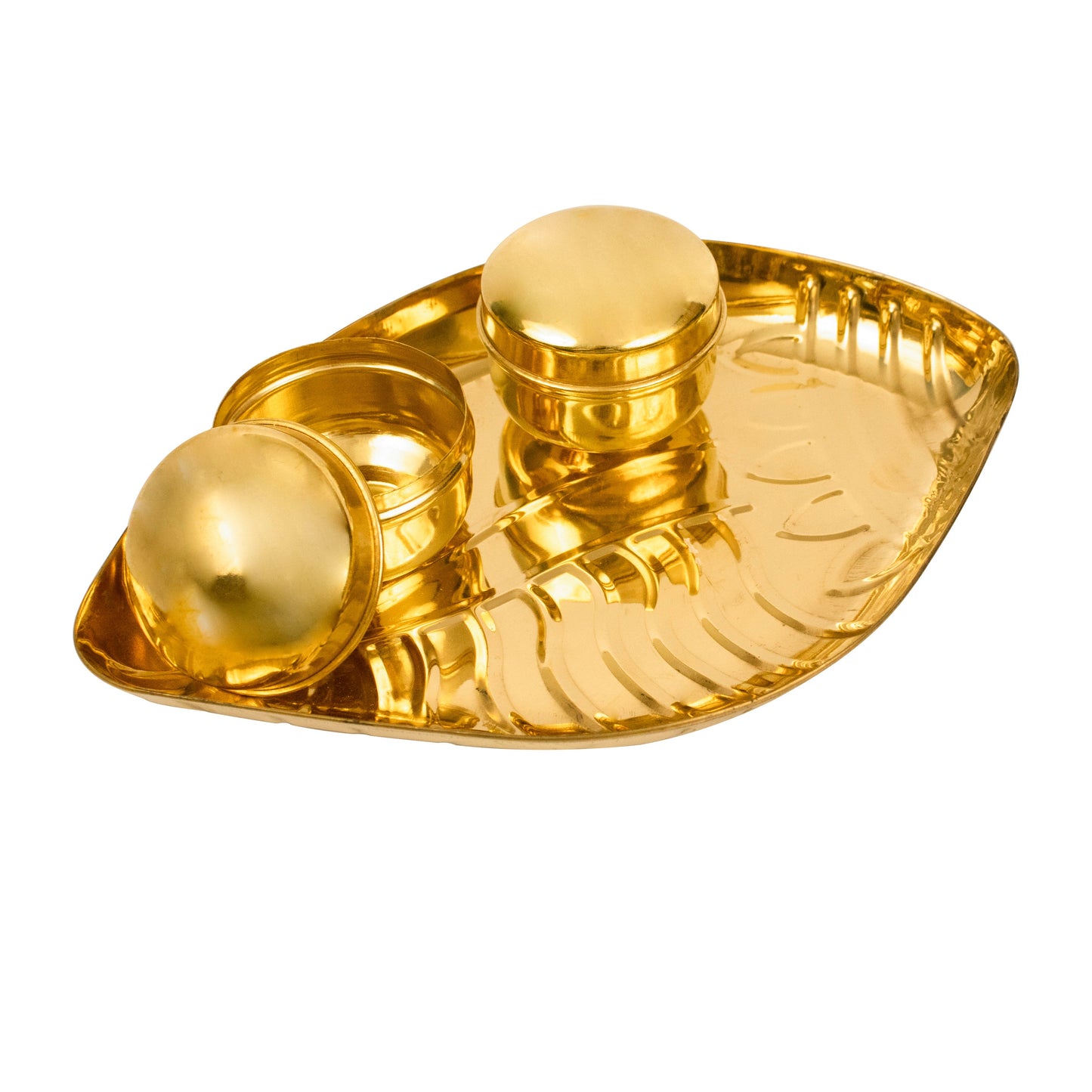 Brass Shangu Thali With Bowl (Pital Conch Plate / Shankh Thali)