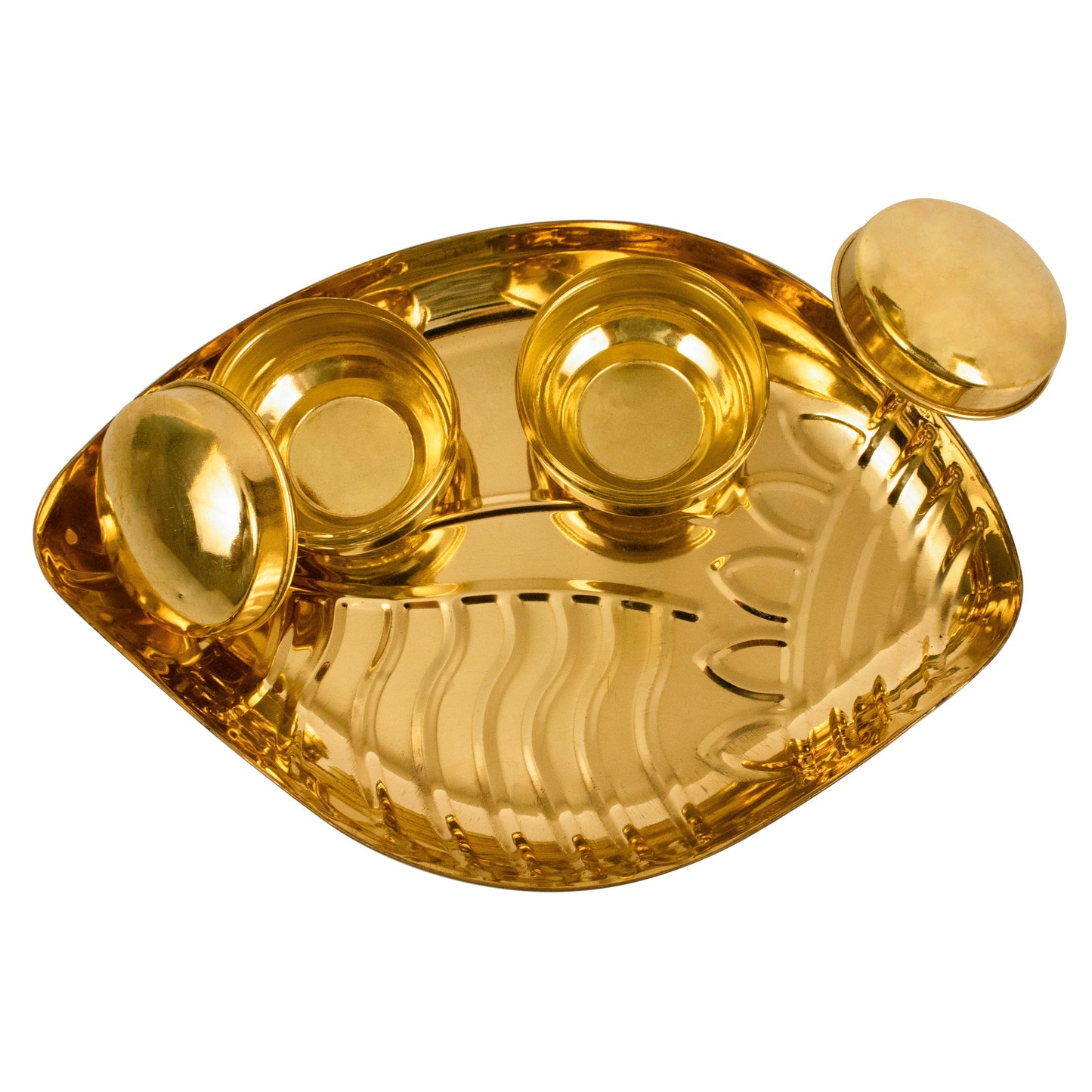 Brass Shangu Thali With Bowl (Pital Conch Plate / Shankh Thali)