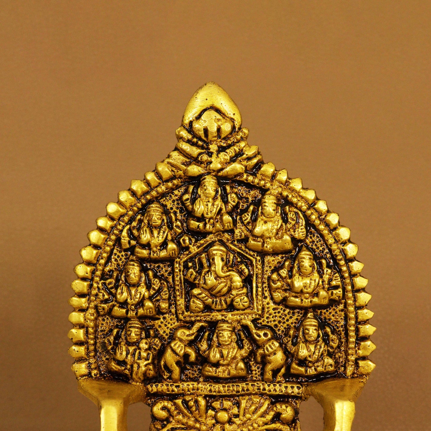 Antique Ganesh Astalakshmi Diya (Pital Vinayak Deepak / Ganapati Vilakku)