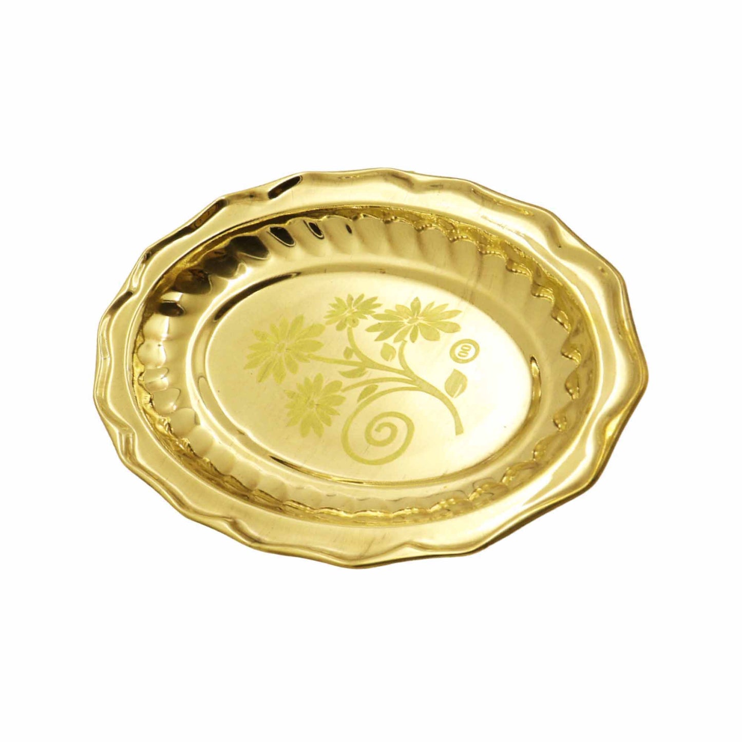 Brass Vijay Oval Tree Plate (Laser Thambalam Plate) (Pital Jeet Vriksh Thali)