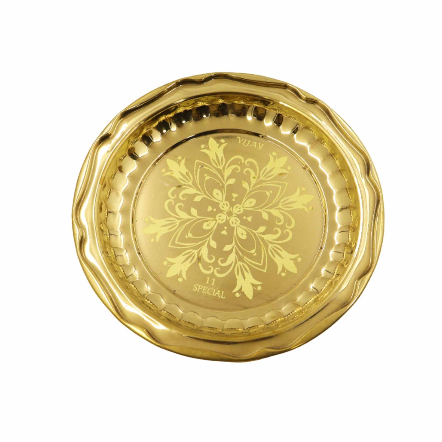 Brass Circle Flower Thali (Laser Thambulam) (Pital Phool Design Thali)