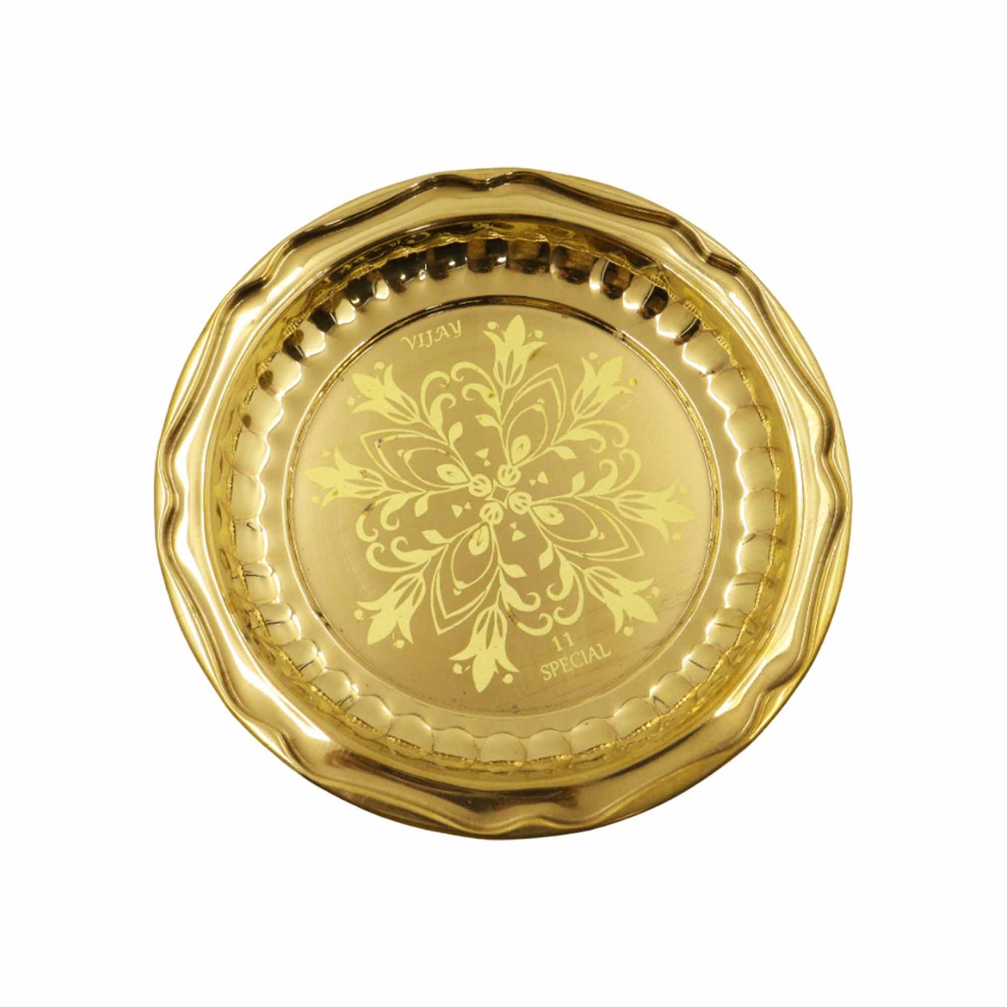 Brass Circle Flower Thali (Laser Thambulam) (Pital Phool Design Thali)