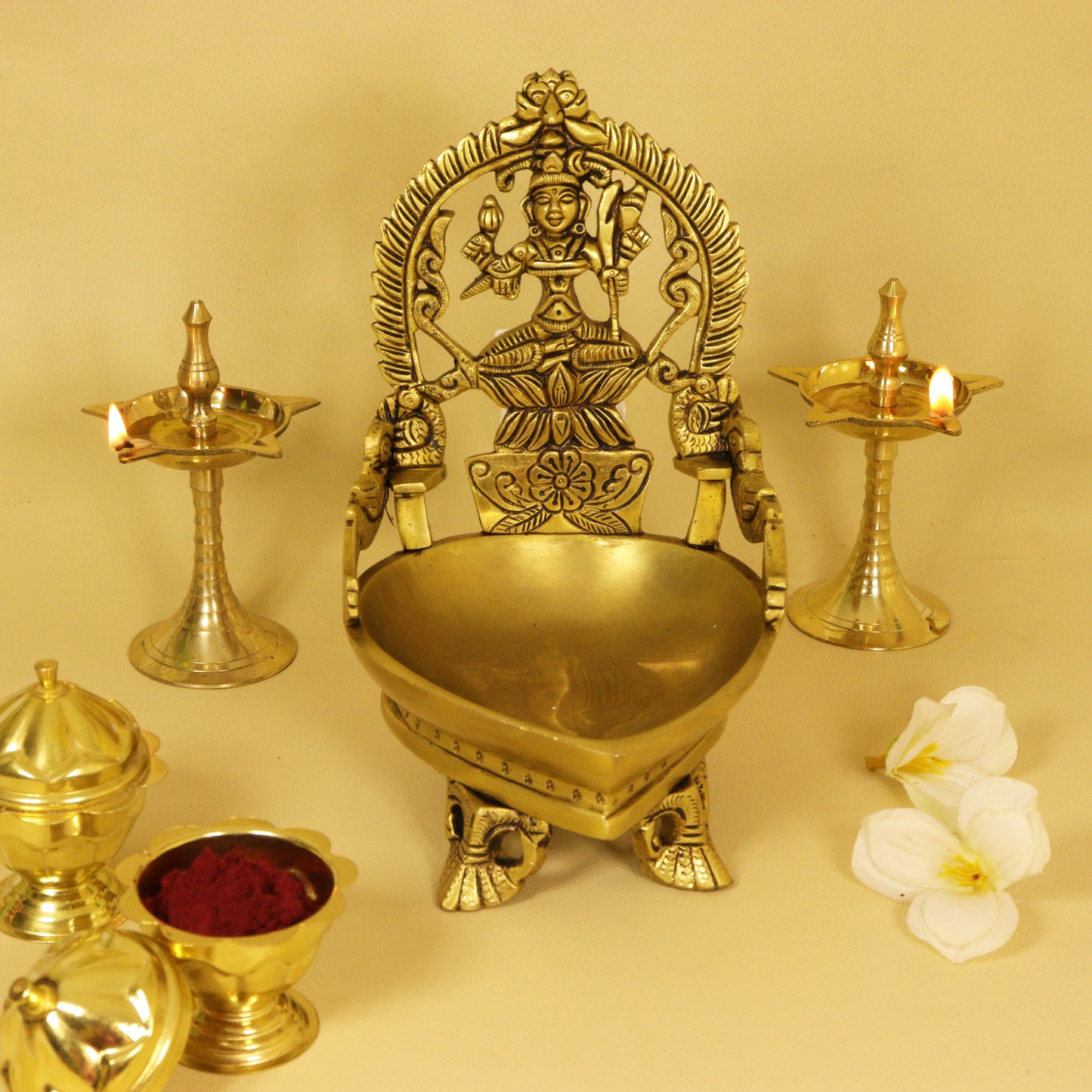 Brass Antique Kanchi Kamatchi Diya (1.320gm) (Pital Kanchipuram Kamakshi Deepak)