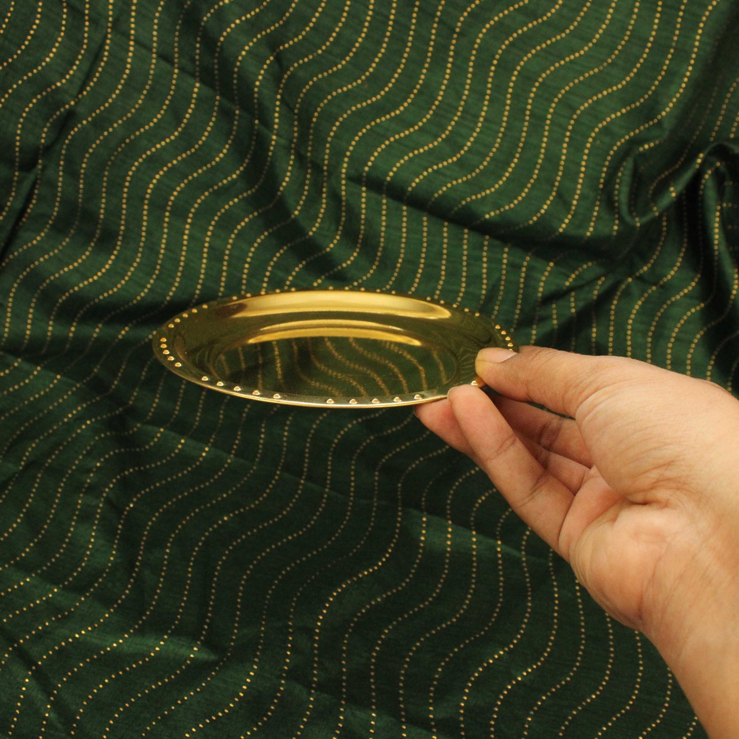 Brass Plain Dotted Thali (Pital Bindiya Design Plate)