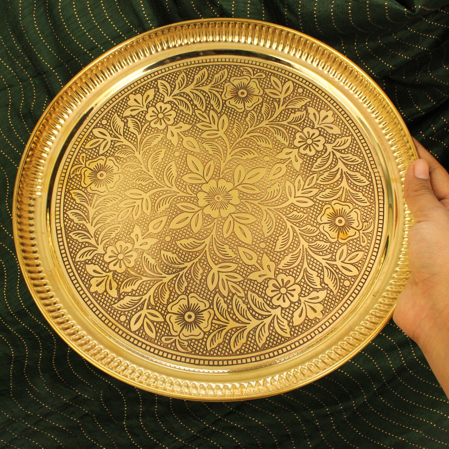 Brass Halwa Plate Size-12 (Pital Mithai Thali / Sweet Plate)