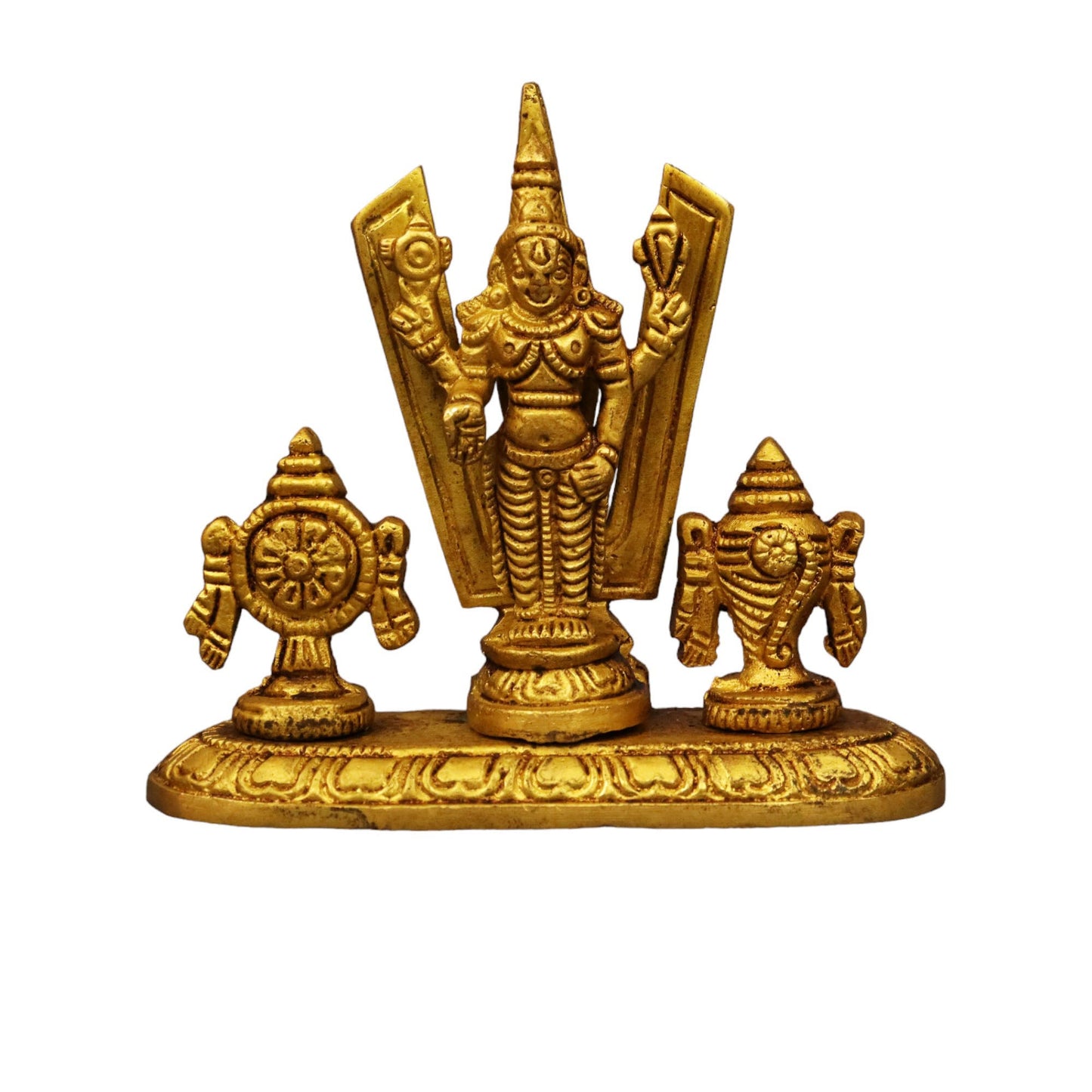 Brass Shangu Chakra Namah Perumal Statue (Pital Vishnu Murti / Tirupati Balaji)