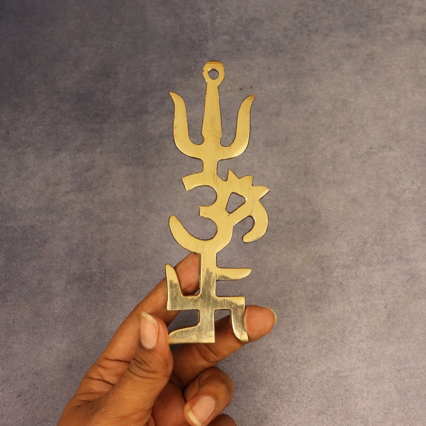 Om Wall Hanging-3 (OM,Swastik,Soolom) (Pital Aum Swastik Trishul Set)