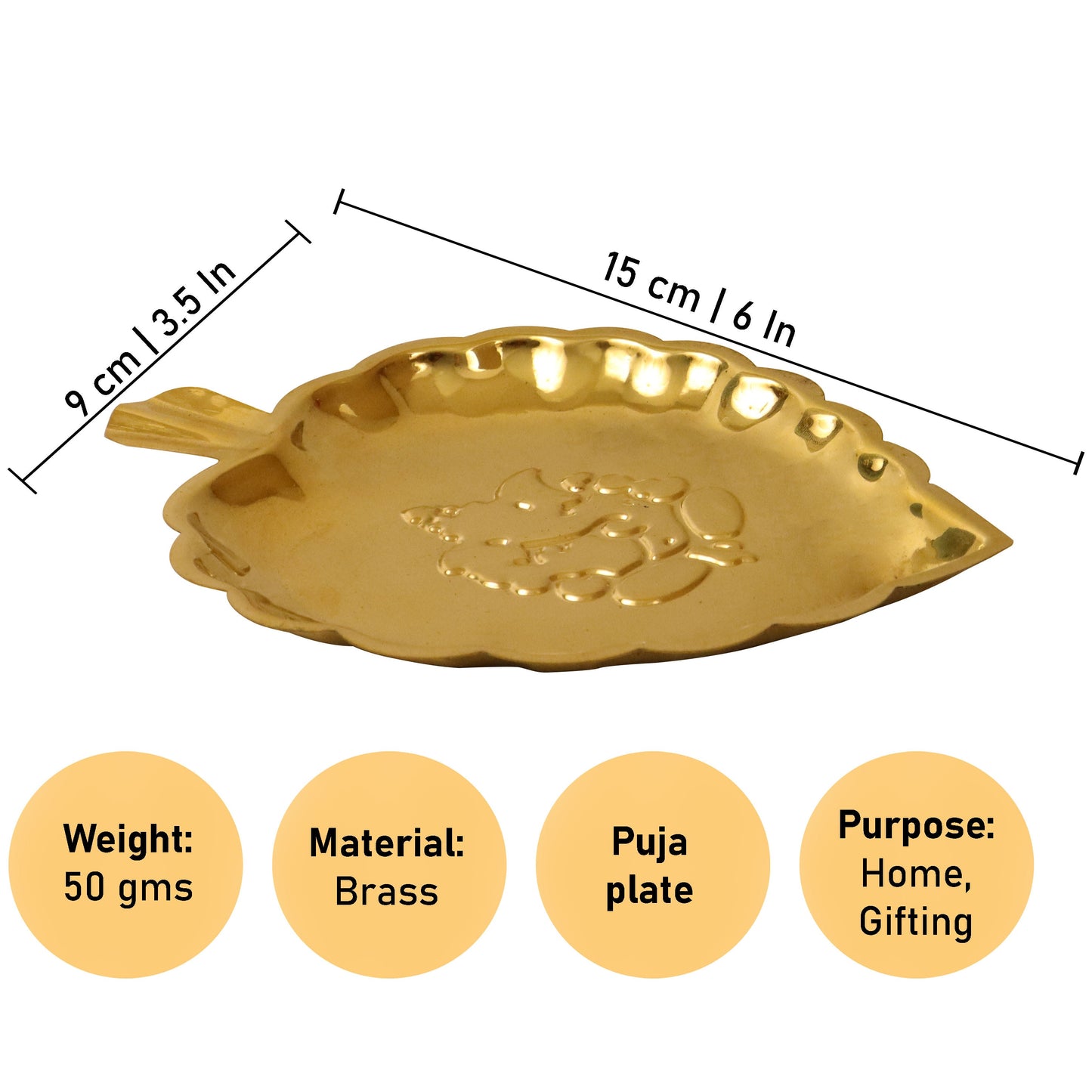 Brass Ganesha Leaf Thali (Pital Vinayak Patta Thali)