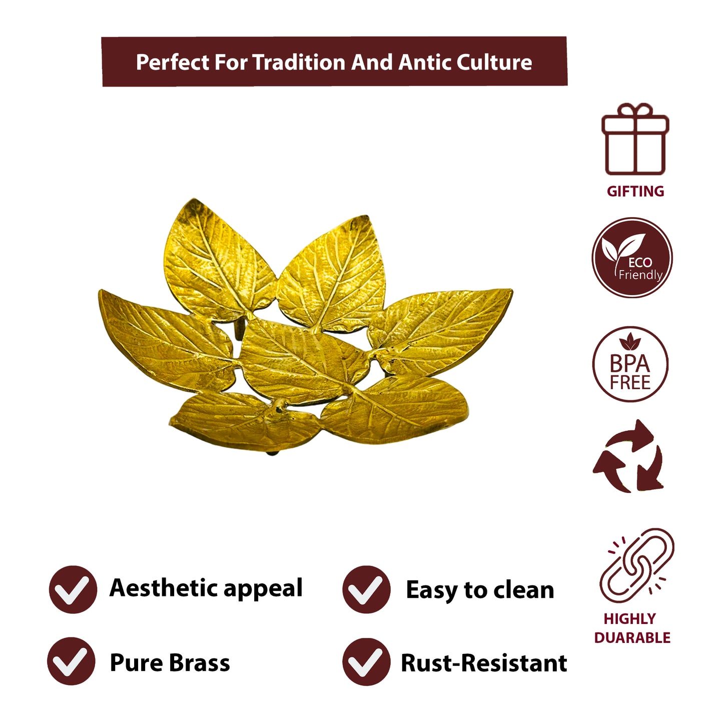 Brass Leaf Shape Fruit Bowl