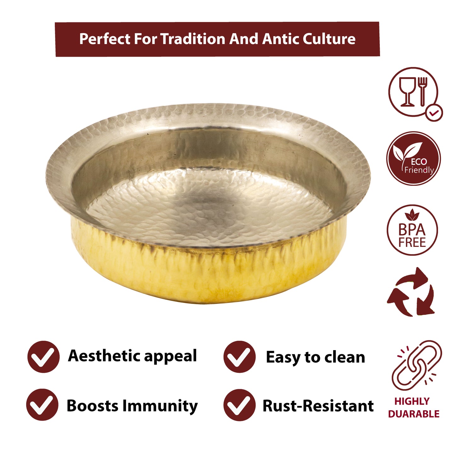Brass Hammered Briyani Handi