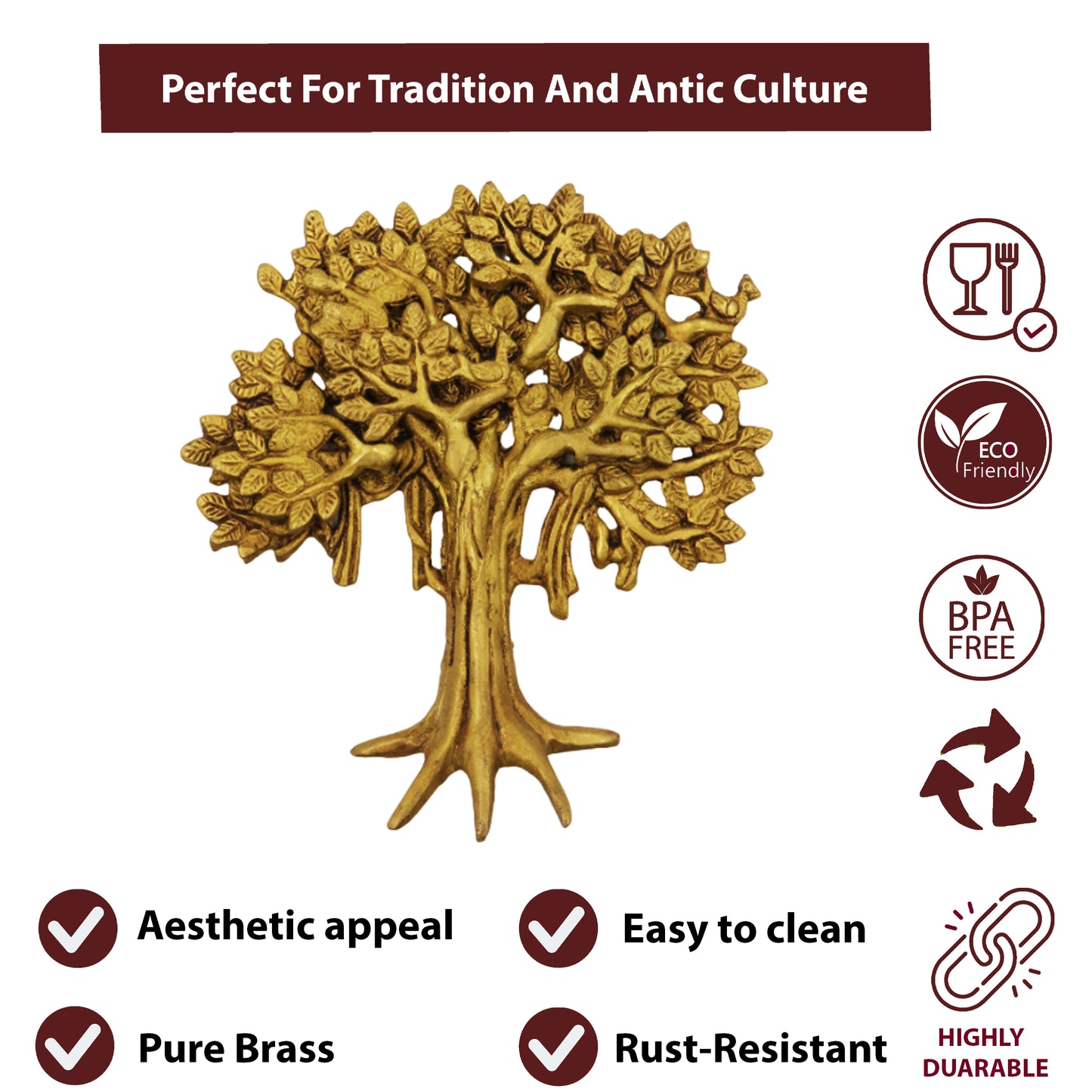 Brass Kalpvriksha Tree Wall Hanging (Pital Kalpa Vriksh / Wish Tree)