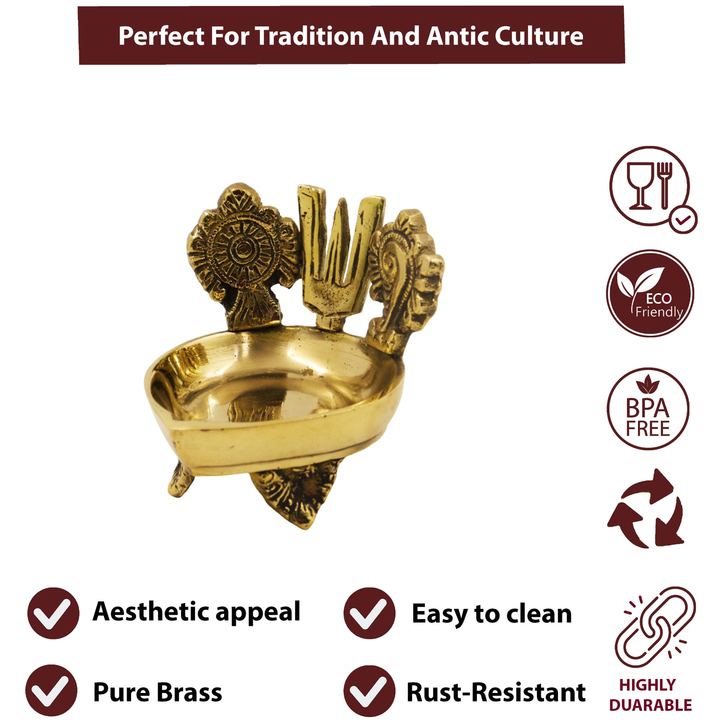Brass Namah Diya (Sangu Chakara Namah) (Pital Conch Chakra Deepak)