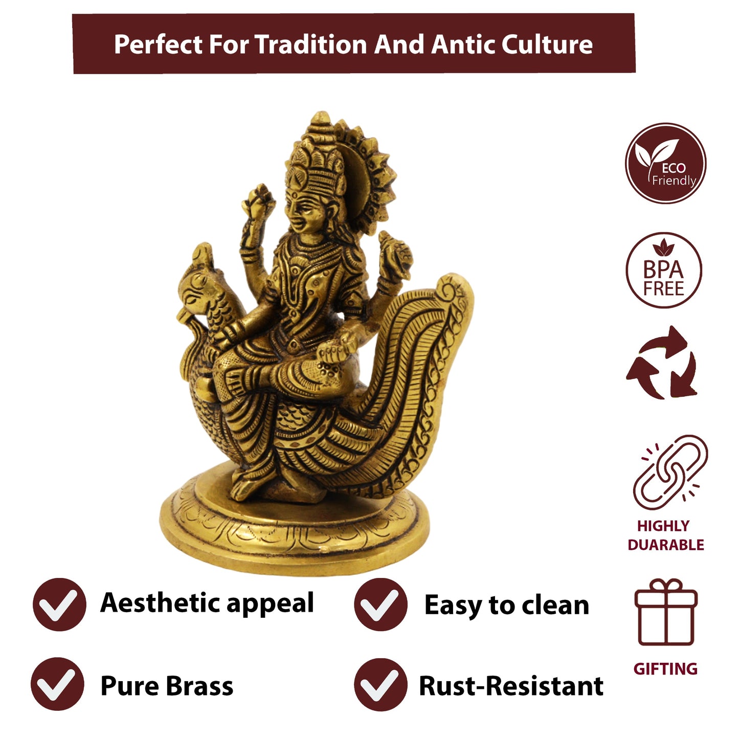 Brass Gayathri Devi Idol (Pital Gayatri Mata Murti)