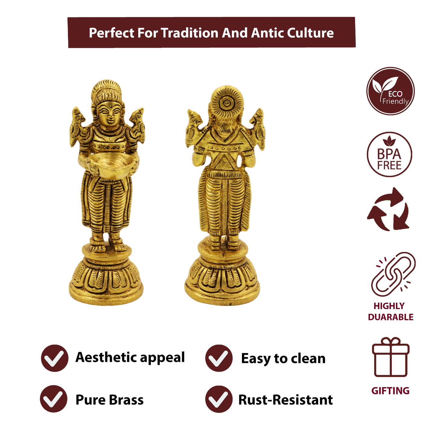 Brass Paavai Vilakku Set of 2 (Pital Doll Deepak Joda)