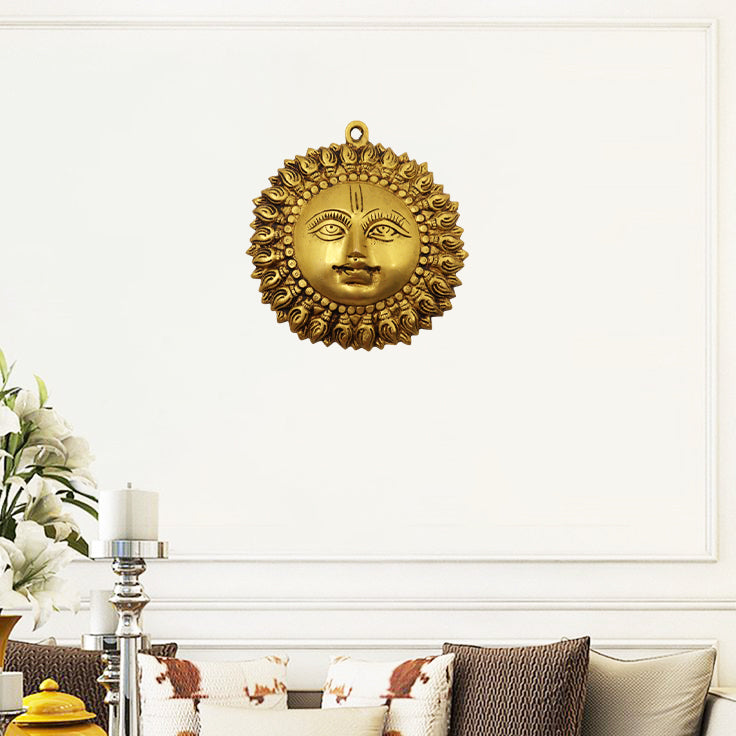 Brass Sun Face Wall Hanging (Pital Surya Mukh / Suriyan Wall Decor)