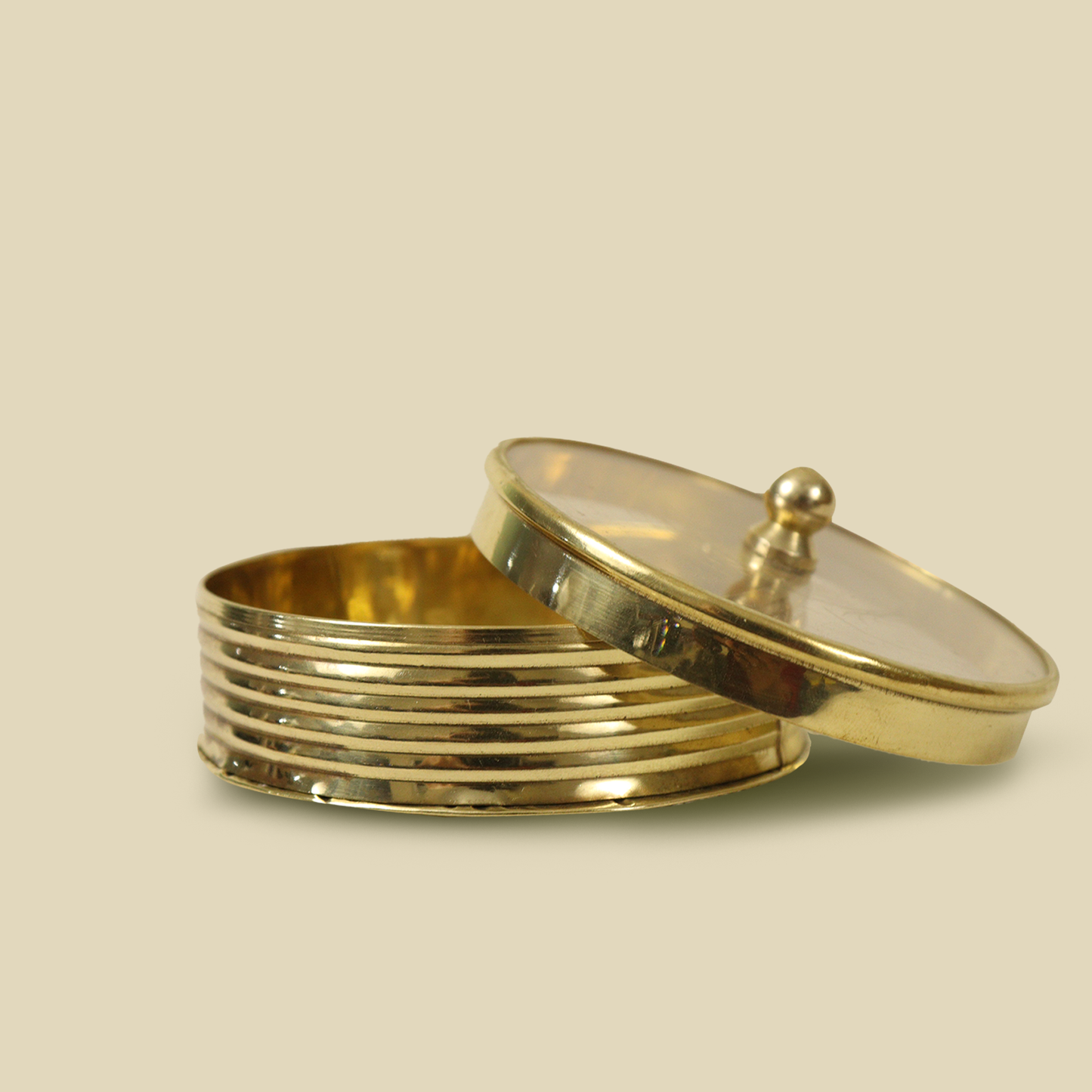 Brass and Acrylic Kumkum Box Transparent Lid