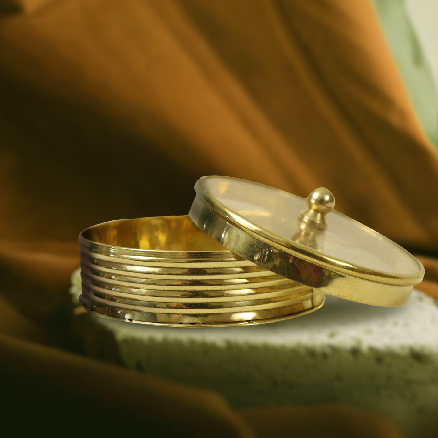 Brass and Acrylic Kumkum Box Transparent Lid