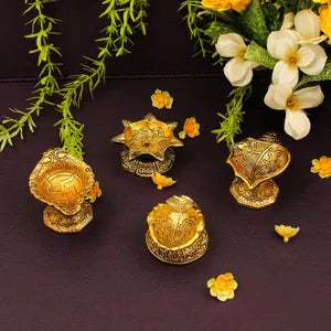 Oxidized Four Diyas Set