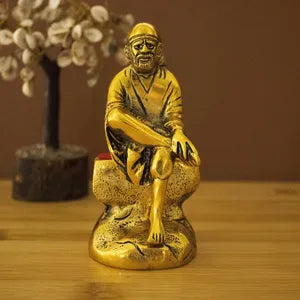Divine Metal Oxidized Sai Baba Idol for Home Decor