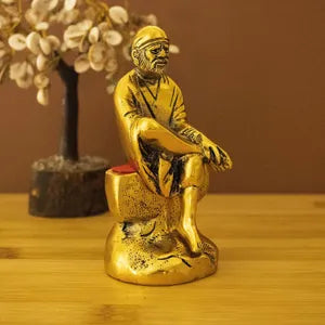Divine Metal Oxidized Sai Baba Idol for Home Decor