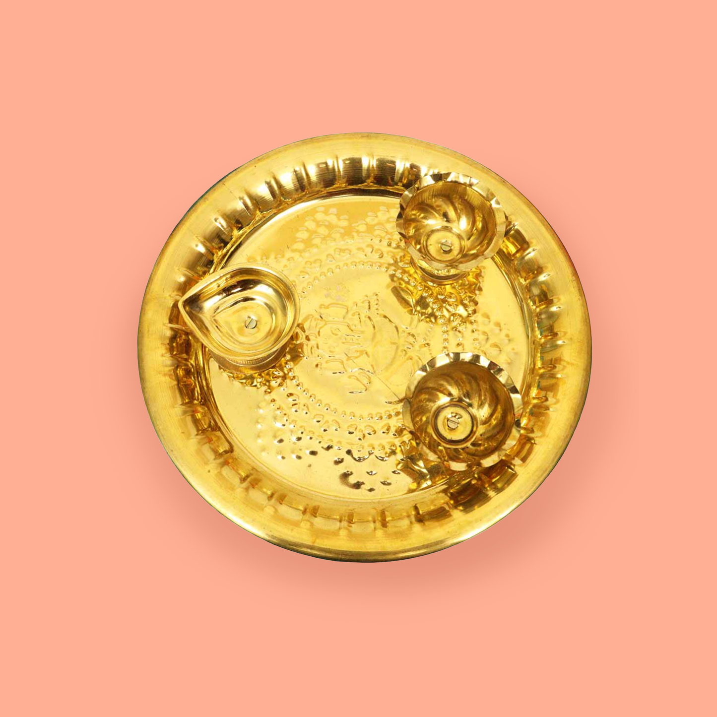 Ganesh Aarti Size-9 (2 Bowl, 1 Diya) (Pital Vinayak Aarti Set)