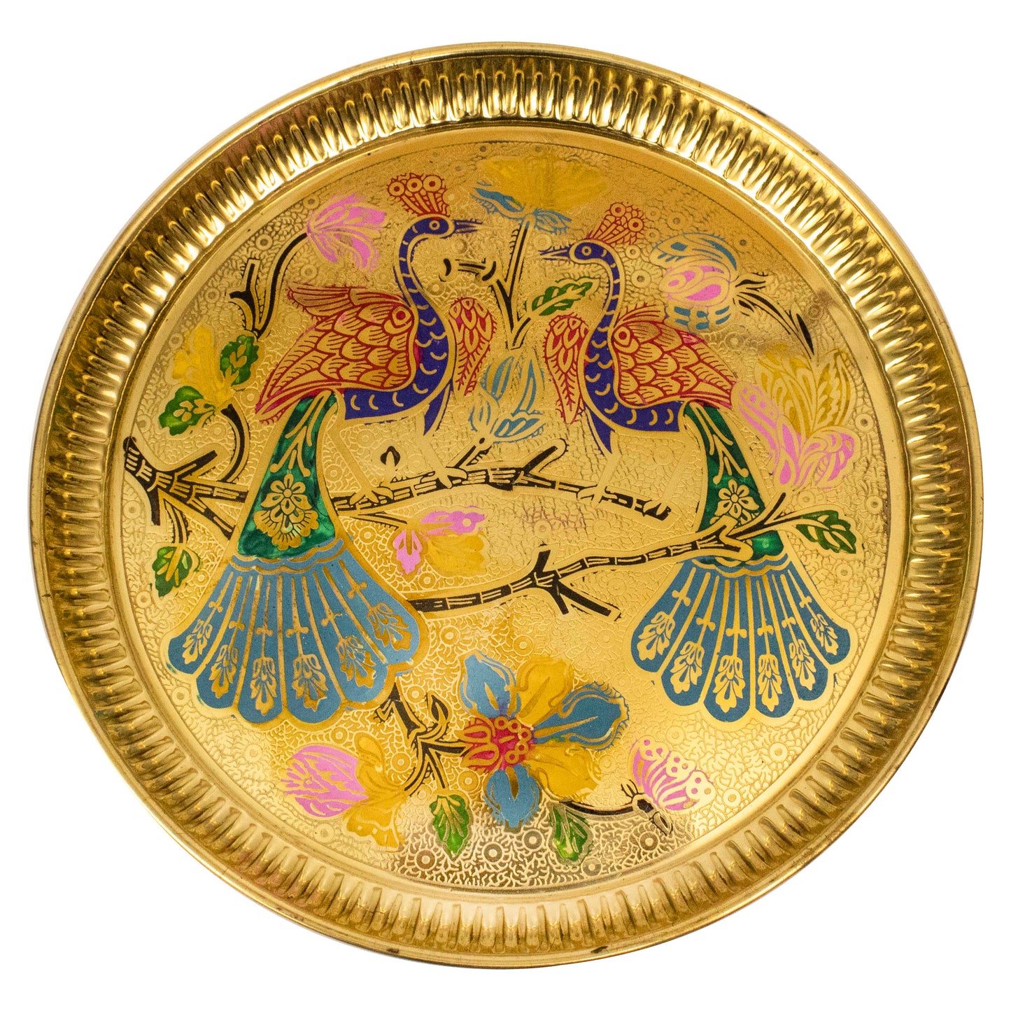 Brass Peacock Plate Size-10 (Pital Mor Design Thali / Mayur Plate)