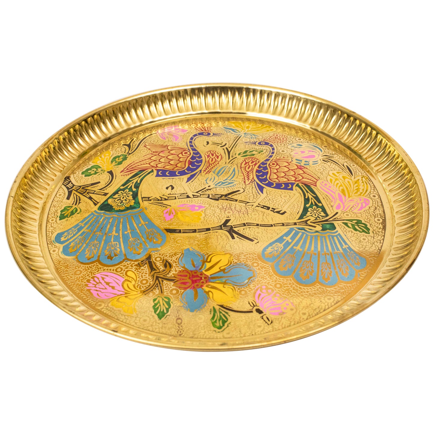 Brass Peacock Plate Size-10 (Pital Mor Design Thali / Mayur Plate)