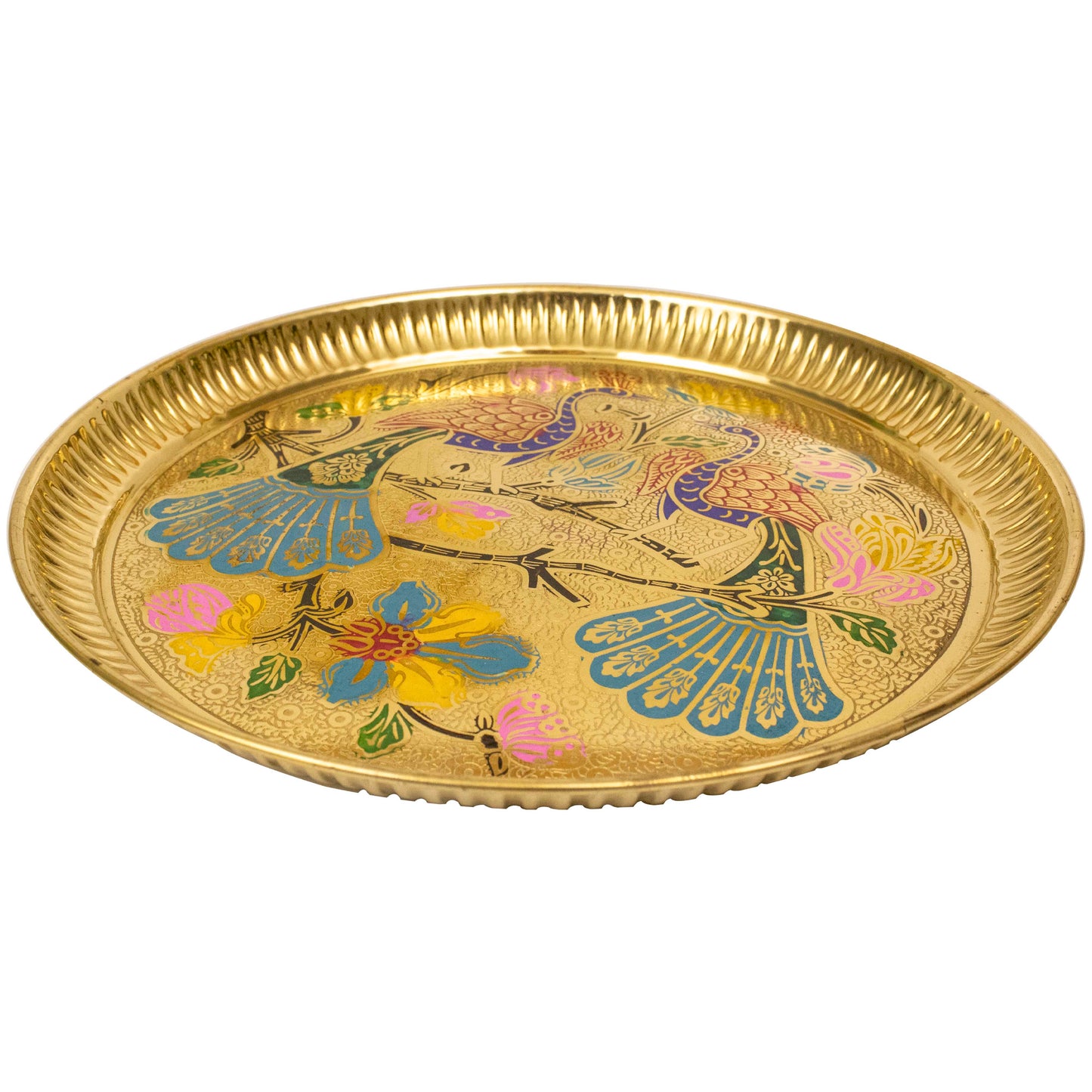 Brass Peacock Plate Size-10 (Pital Mor Design Thali / Mayur Plate)