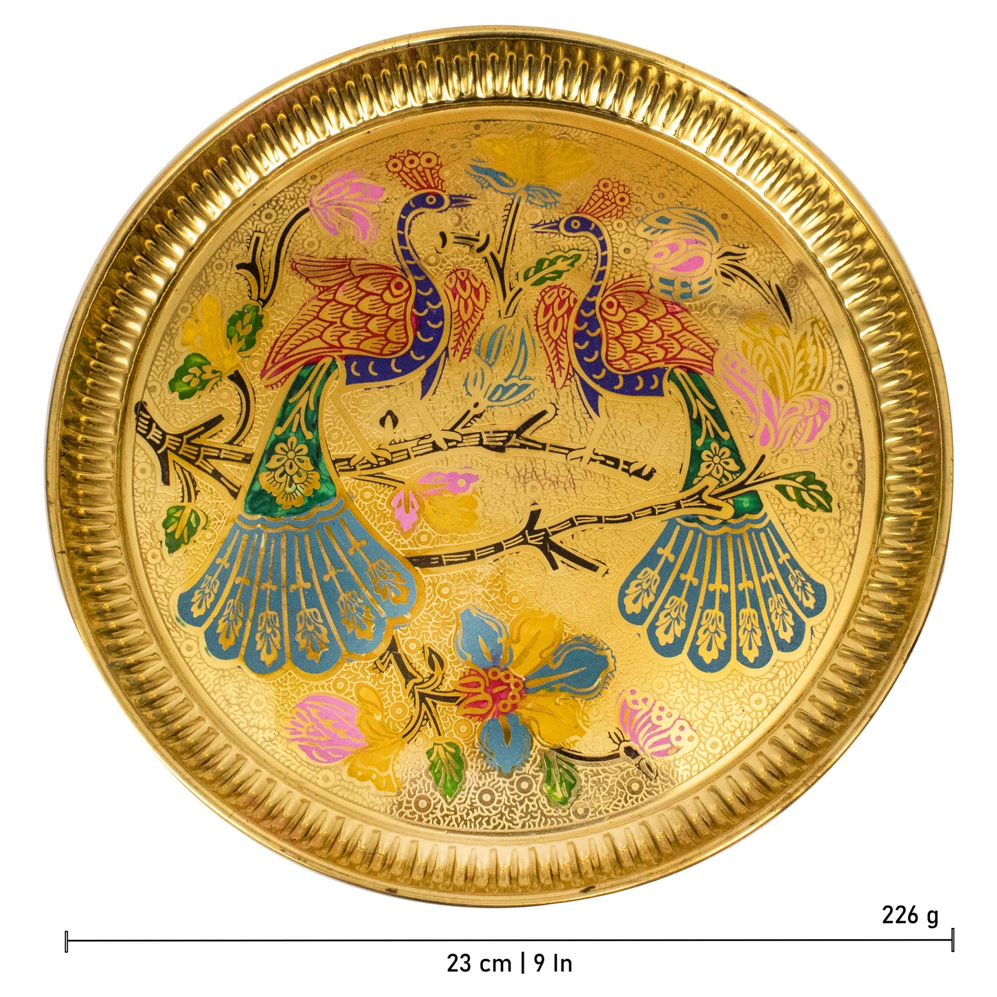 Brass Peacock Plate Size-10 (Pital Mor Design Thali / Mayur Plate)