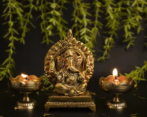 Oxidised Sinhasan Ganesha Idol