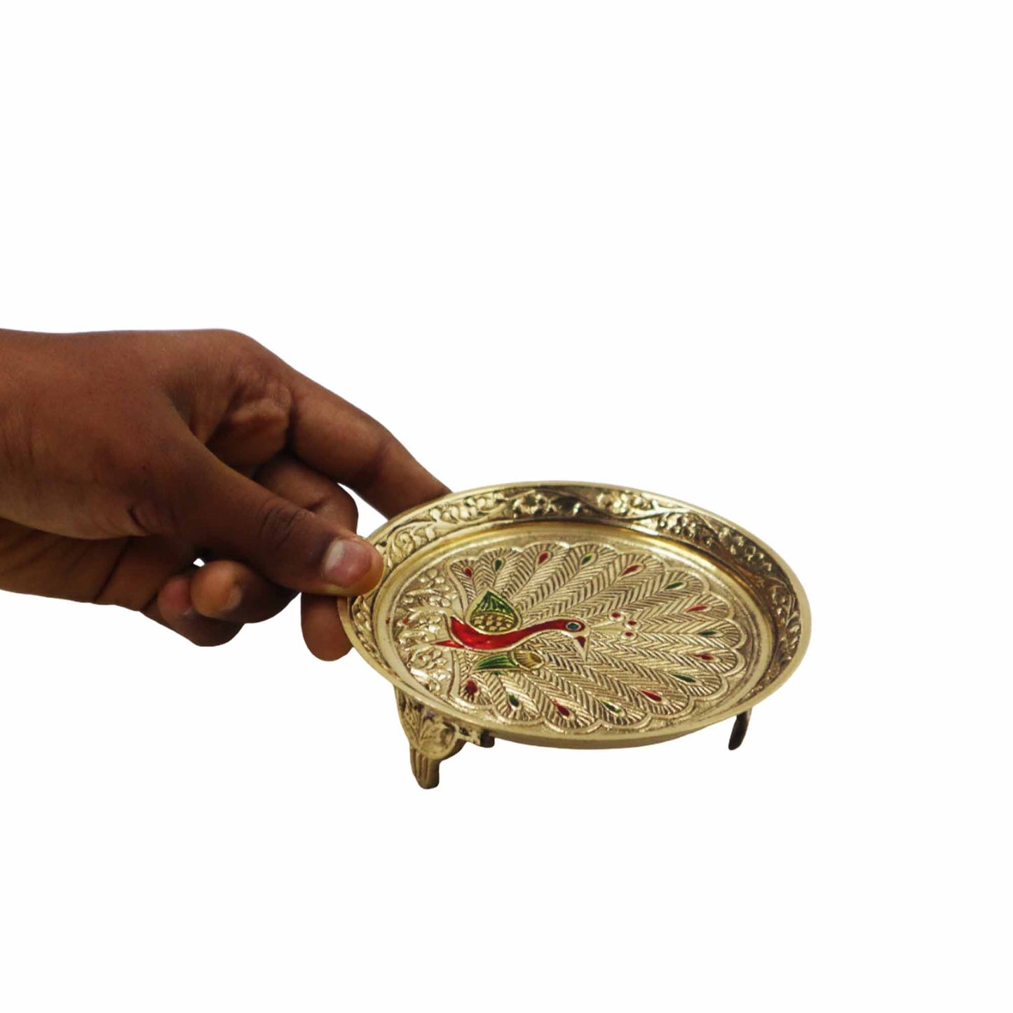 गोल्डन ब्रास मोर चौकी- जीजे कलर मोर
