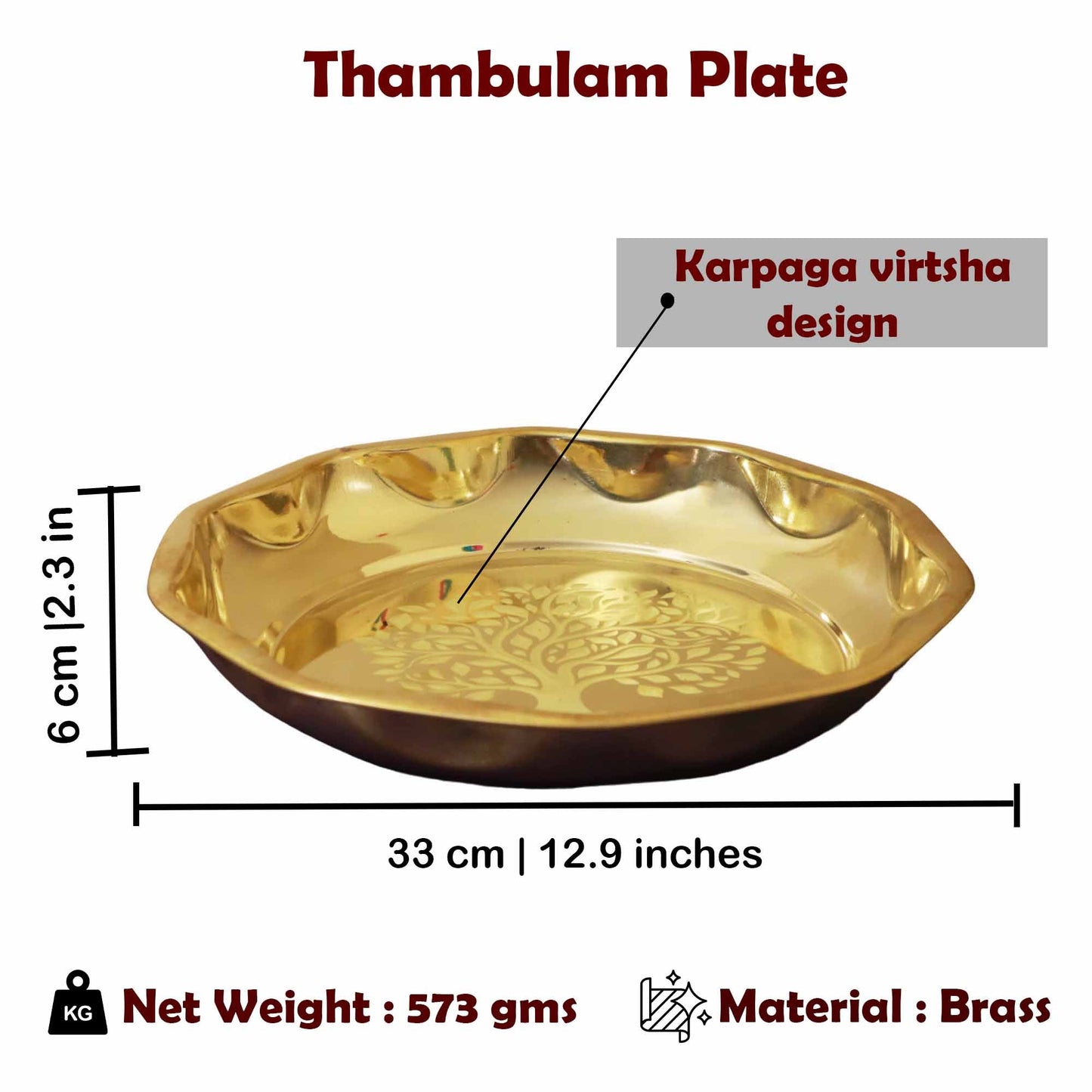 Brass Thambulam Tree Thali (Pital Betel Leaf Plate / Tambul Thali)