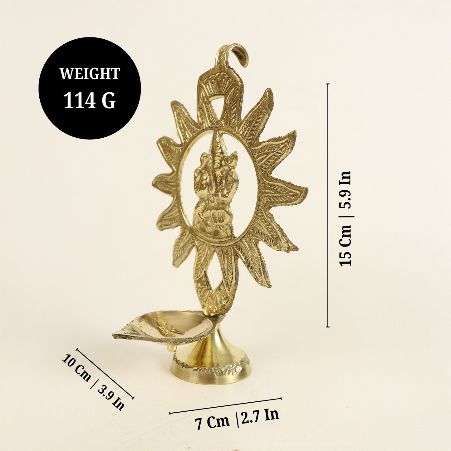 Brass Suraj Sun Ganesha Diya (Pital Surya Vinayak Deepak)