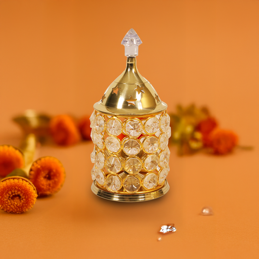 Brass Himalayan Crystal Deep (Piller No,2) (Pital Himalay Sphatik Deepak)