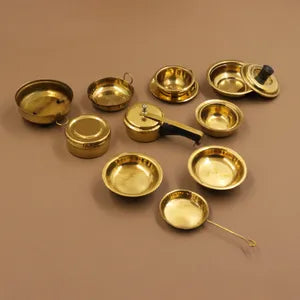 Miniature Brass Kitchen Set