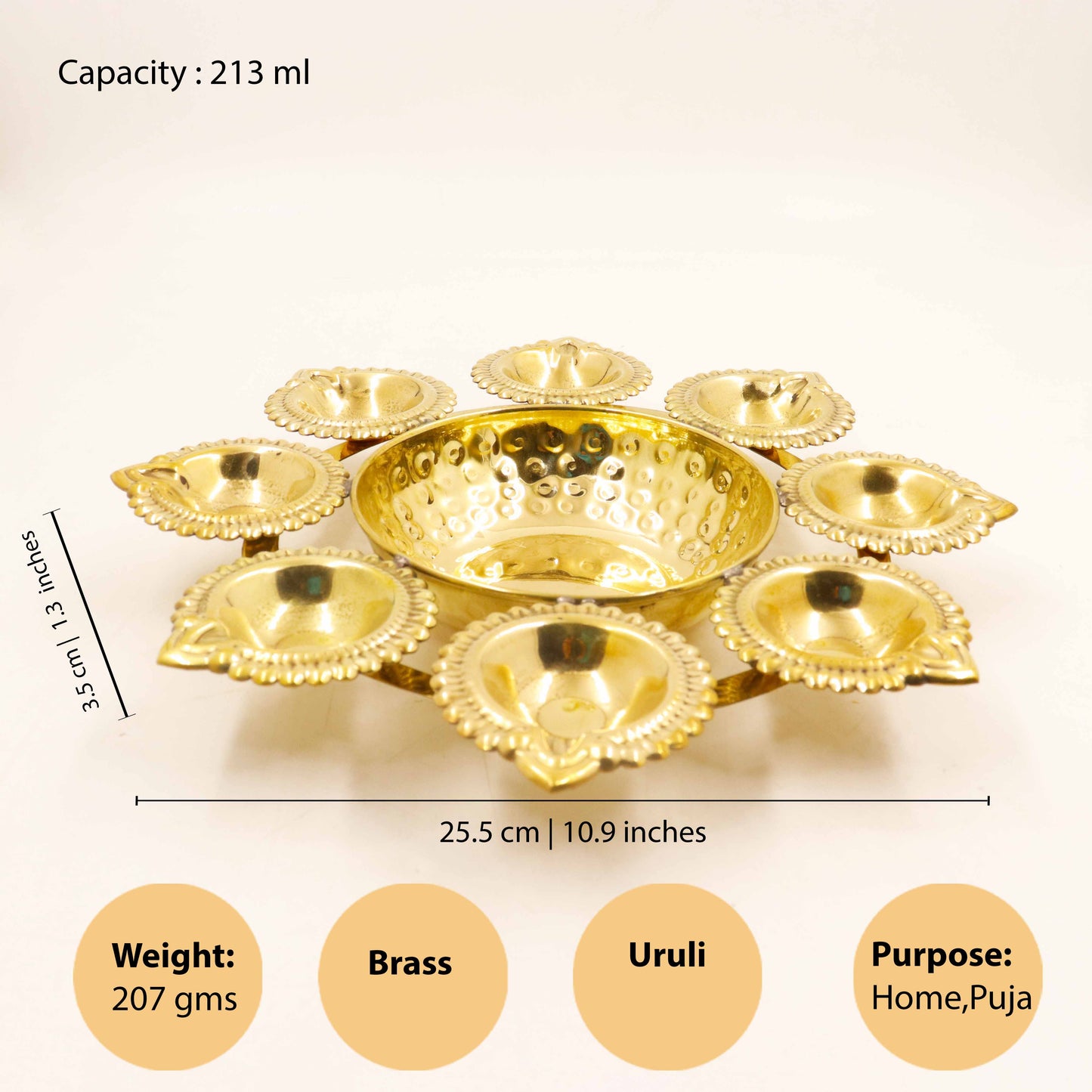 Brass Hammered Design Urli Diya