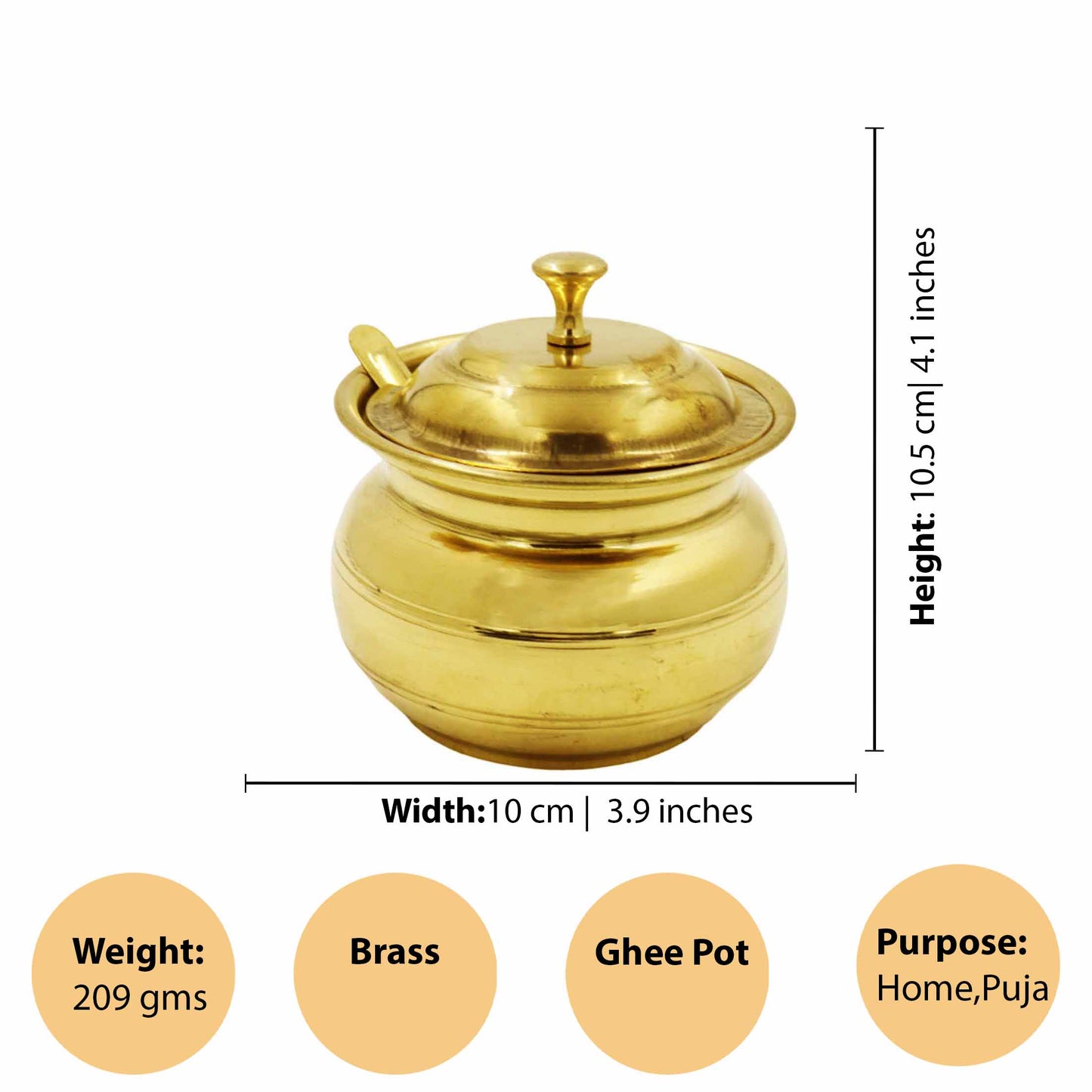 Brass Ghee pot with spoon