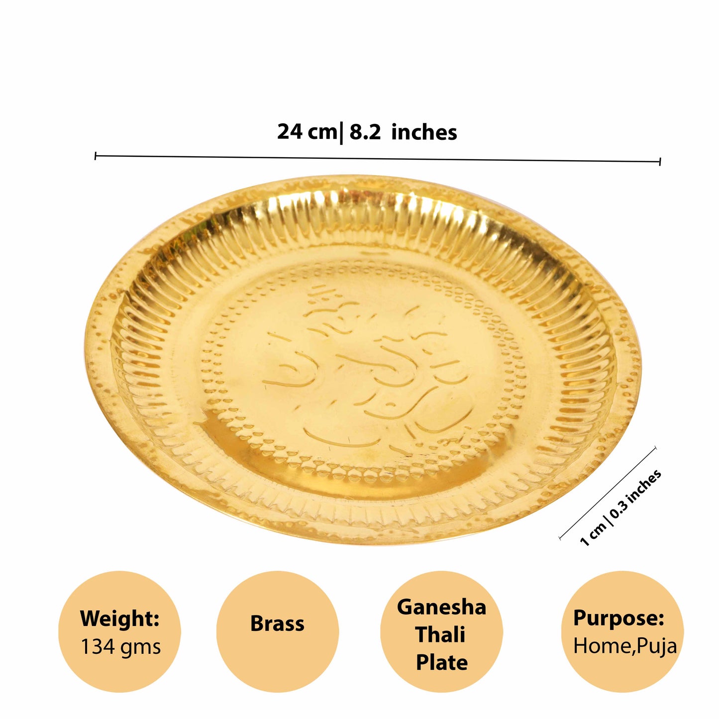 Ganesha Brass Puja Plate- 24cm
