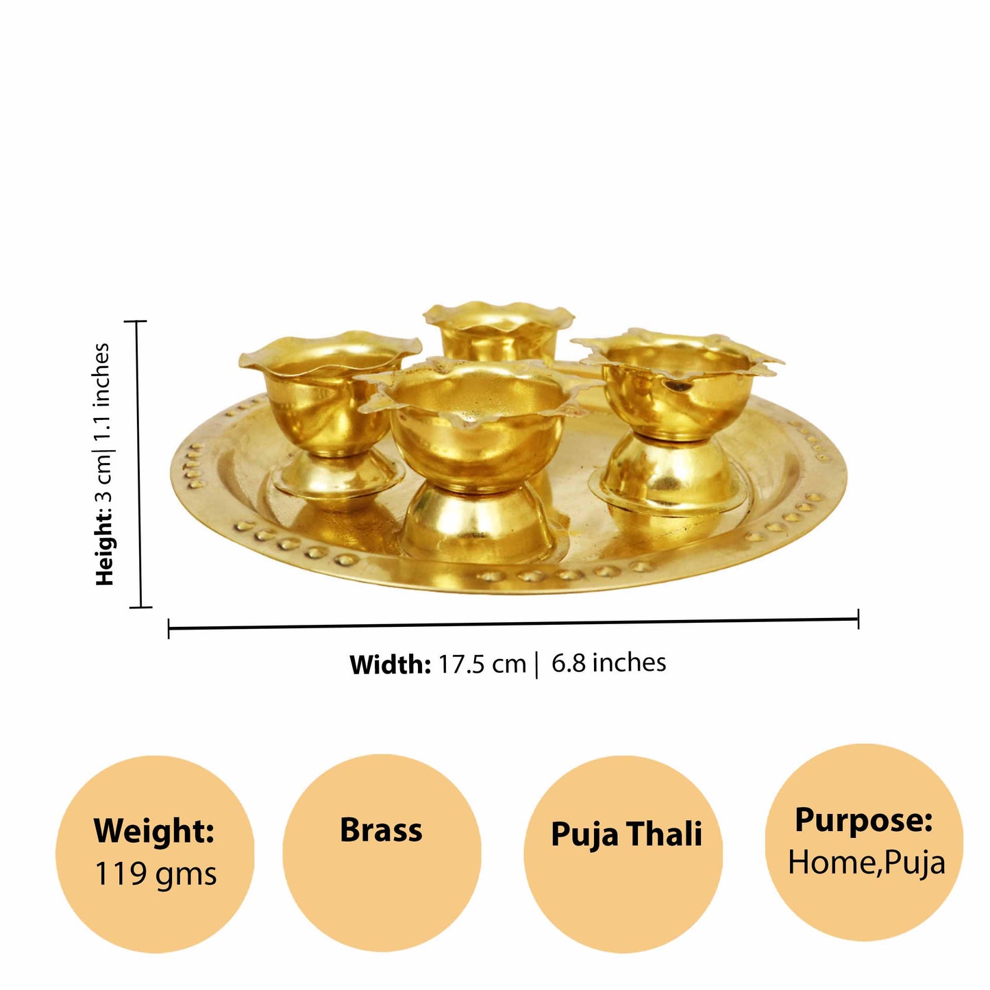 Brass Andra Star Plus (Aarti Plate) (Pital Andhra Nakshatra Thali)
