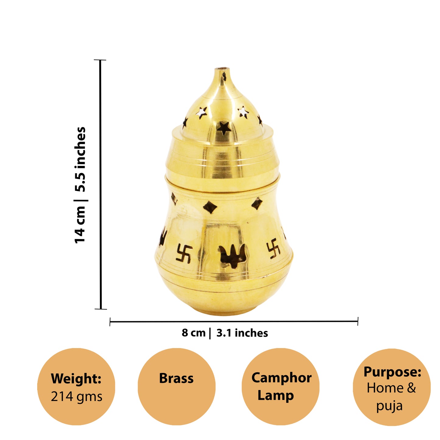 Brass Karpoor Lamp Size-2 (Pital Kapoor Deepak / Camphor Lamp)