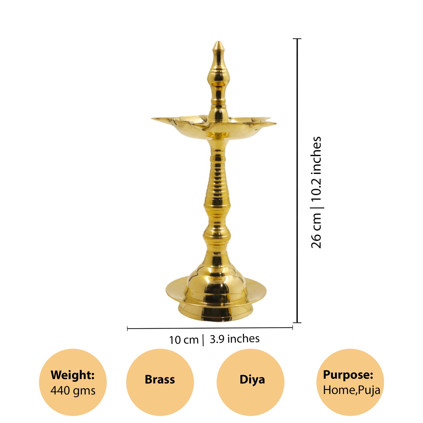 Brass Kerala Fancy Diya Size-9 (Pital Kerala Sundar Deepak)