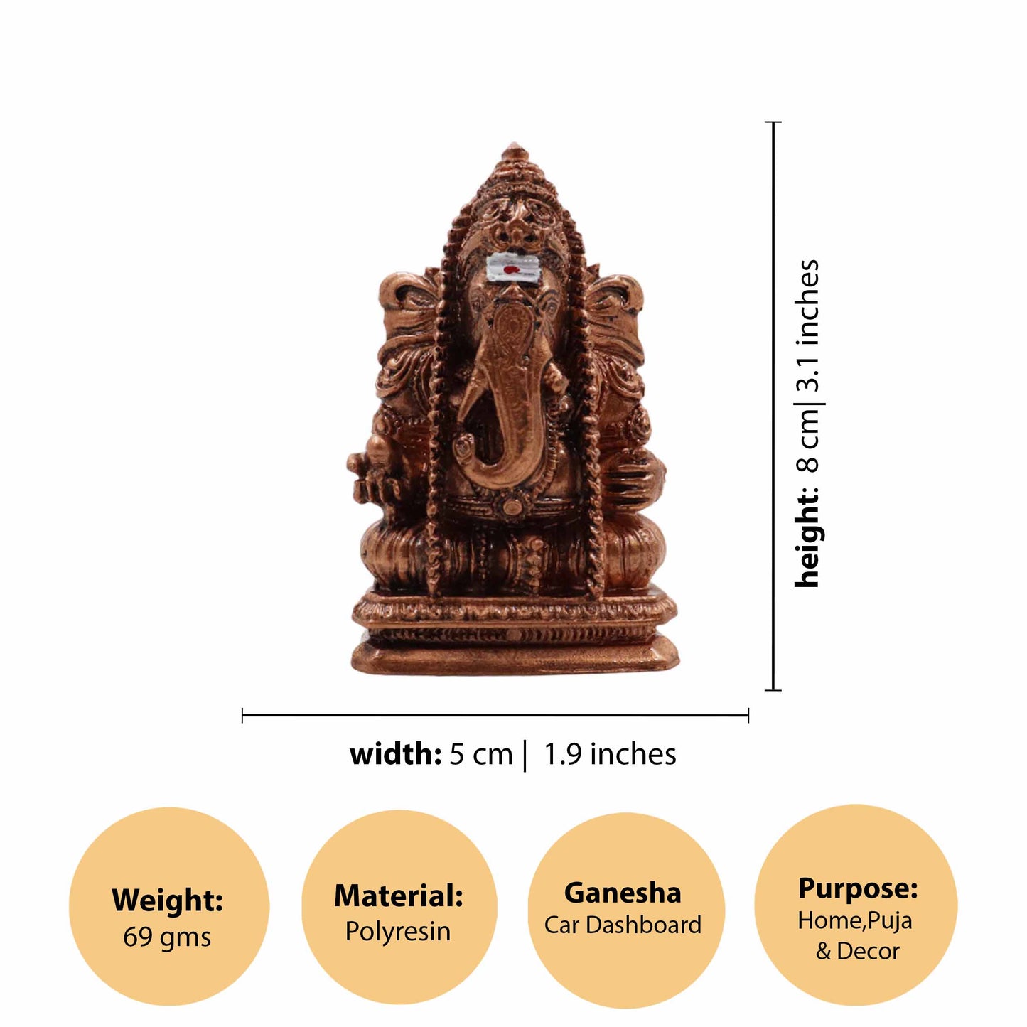 Fiber Resin vinayagar antik copper