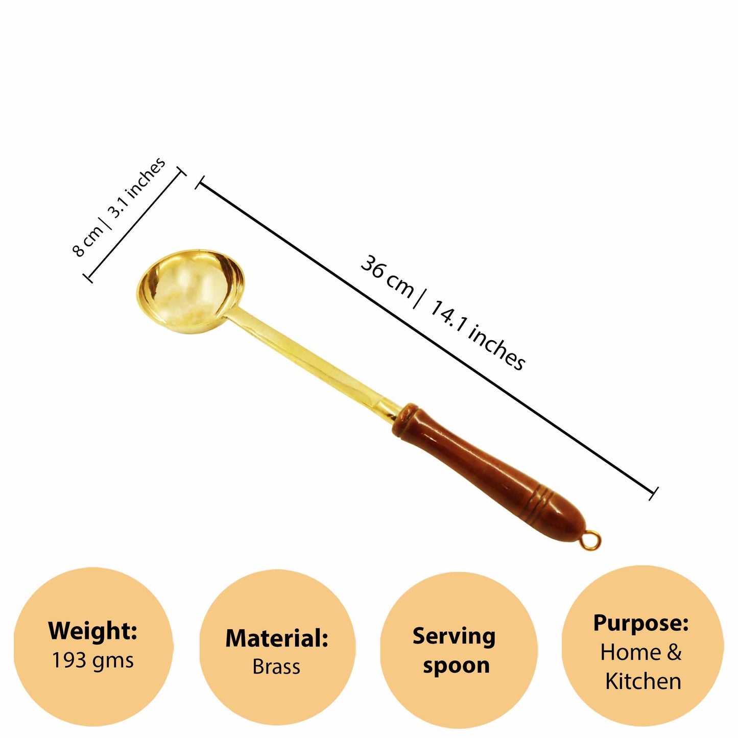 Brass Cutlary Wooden Handle-Round Karandi