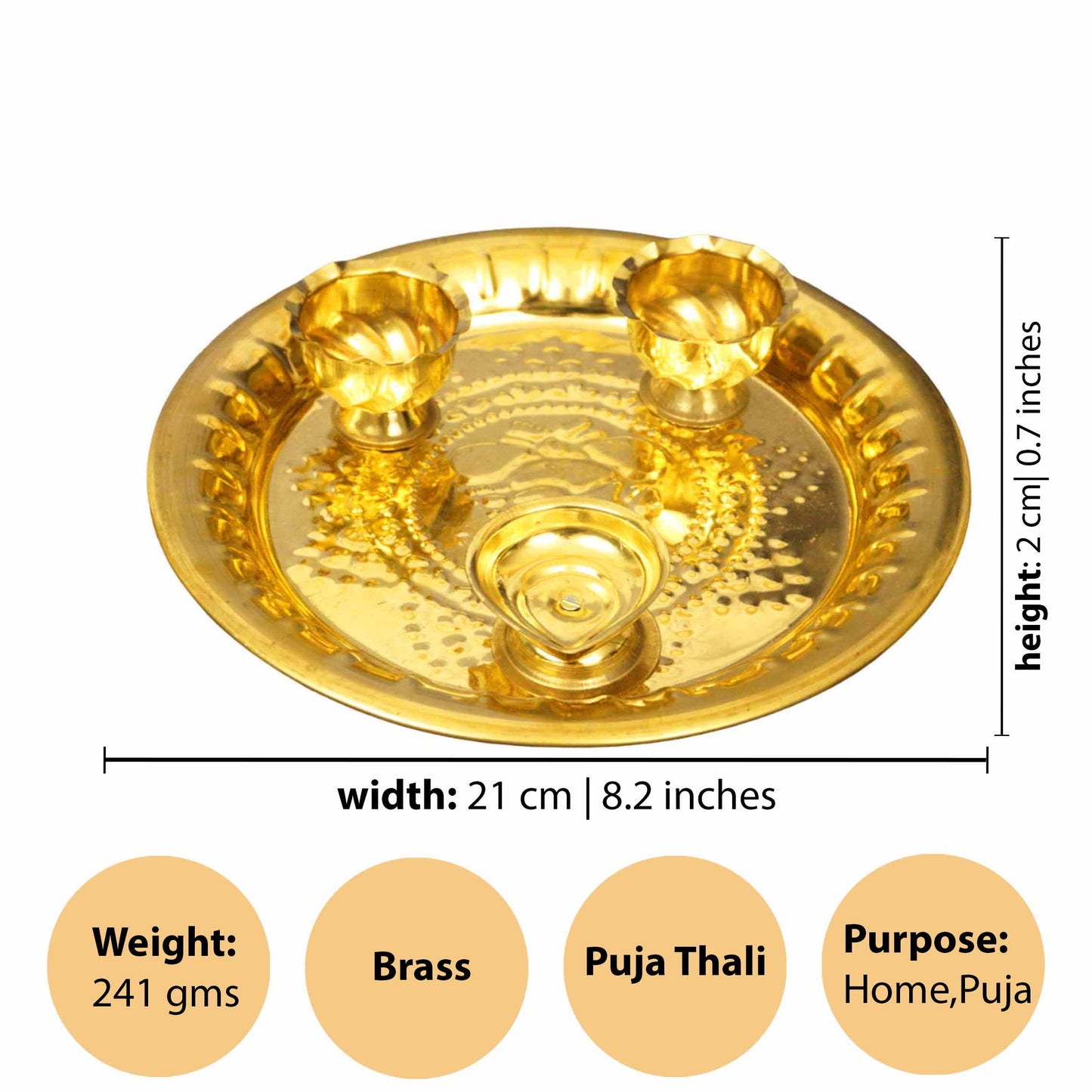 Ganesh Aarti Size-9 (2 Bowl, 1 Diya) (Pital Vinayak Aarti Set)